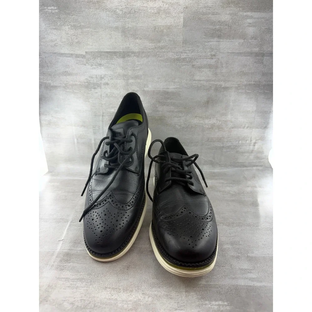 Cole Haan OriginalGrand Black Leather Wingtip Oxford Shoes C33804 Men Sz 9.5 M
